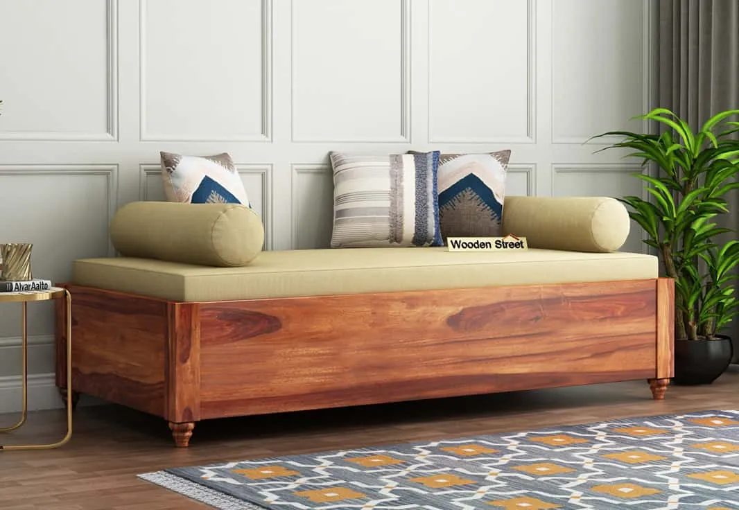  wood divan with uphostery