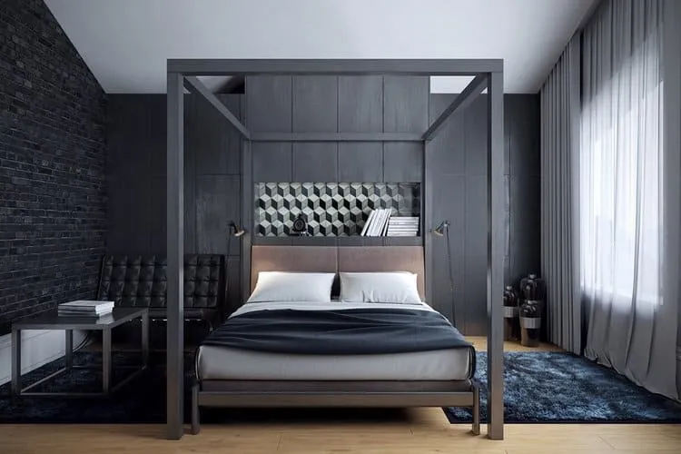  modern day black four poster bed