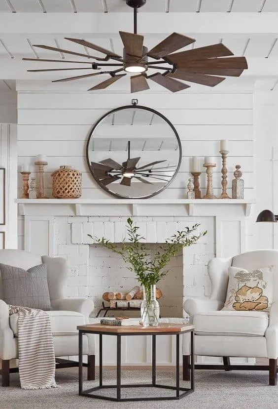 Multiple-blade fan for living room.