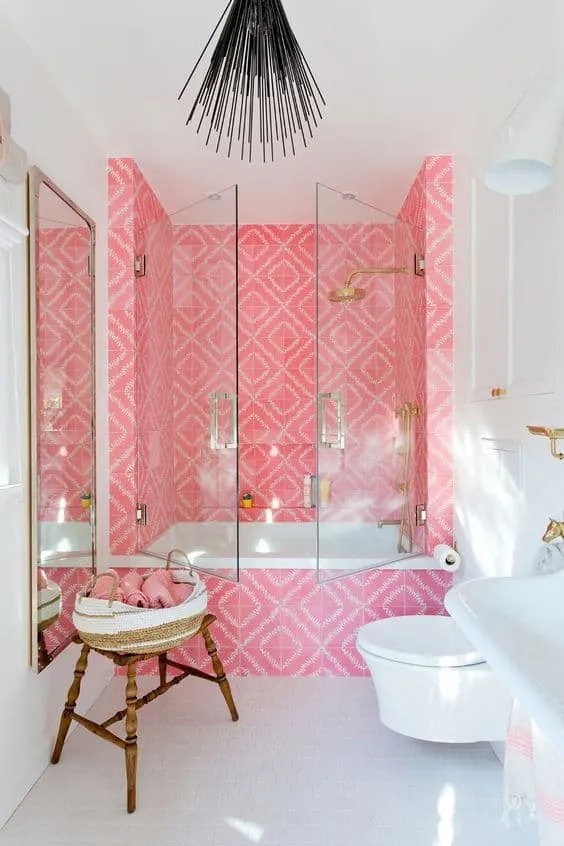 pink colour bathroom