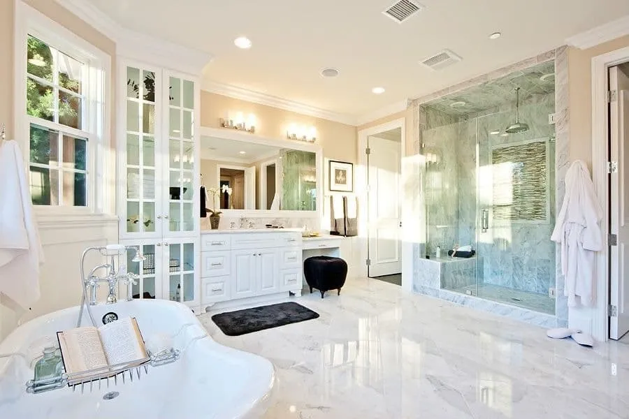 modern bathroom ceiling design with all white base