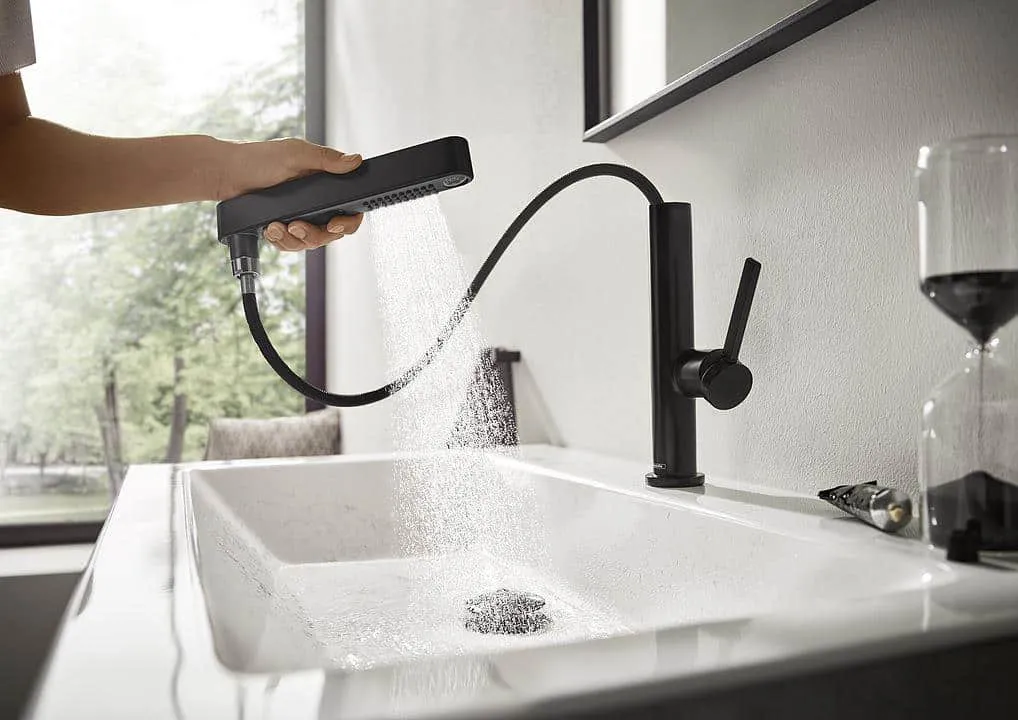 finoris matte black pull out faucets by hansgrohe