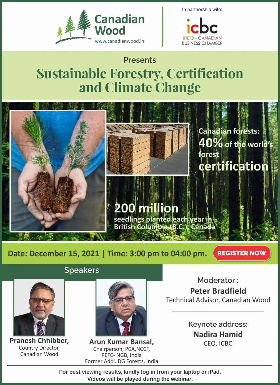Canadian wood webinar on Sustainable Forestry, Certifications, and Climate Change and sustainable forest management