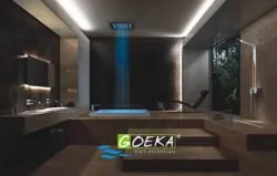 goeka bath essentials - bathroom fittings and accessories brand, luxury bathroom with ceiling rain shower