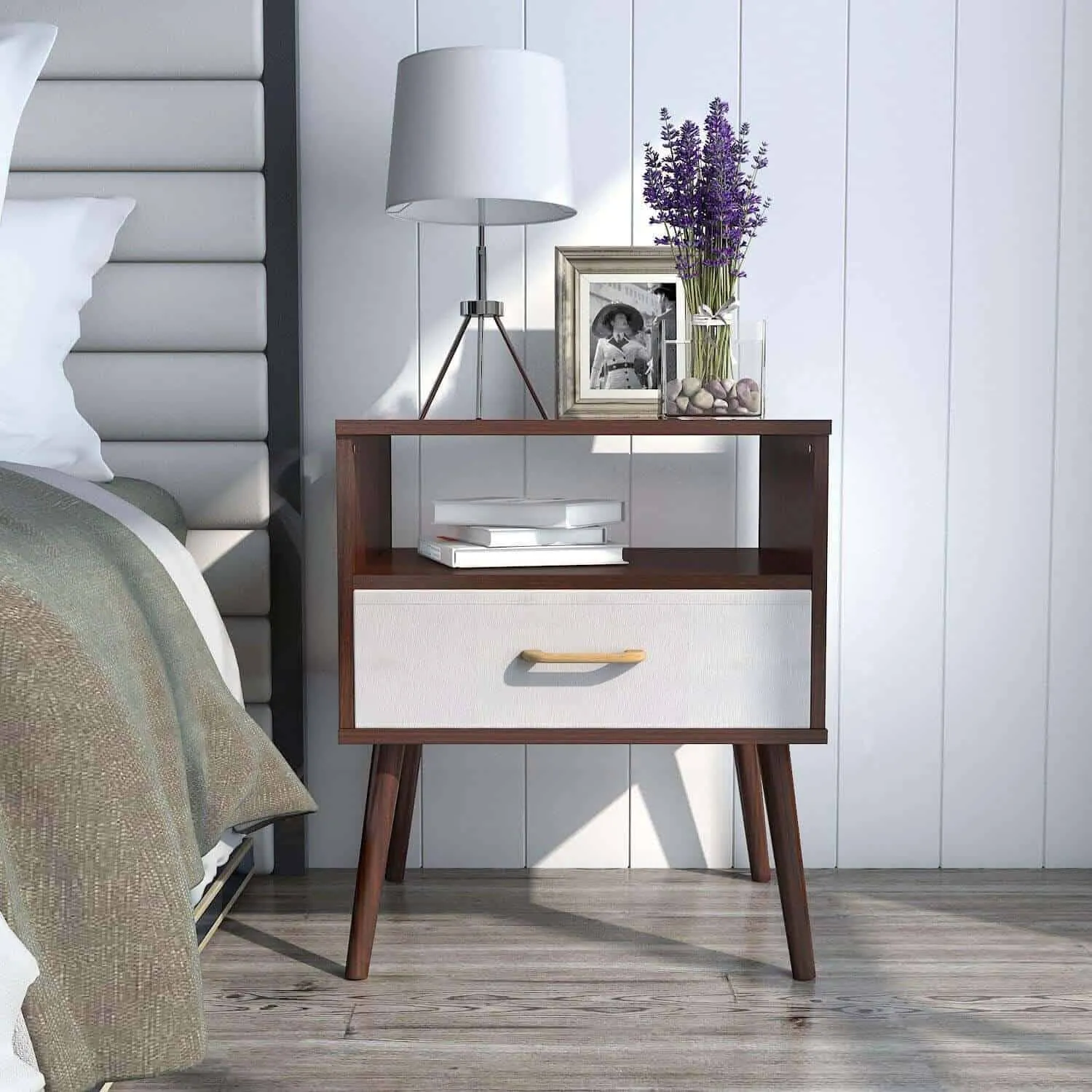 wooden bedside table design for bedroom decor