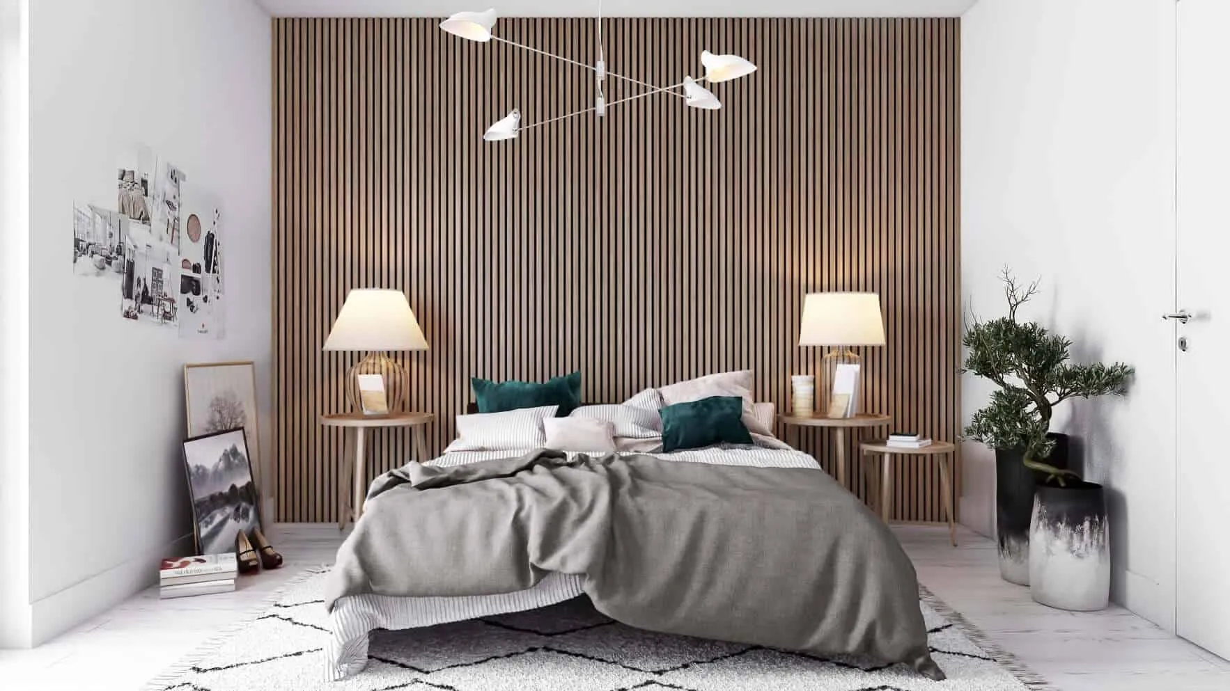 wood wall paneling in bedroom