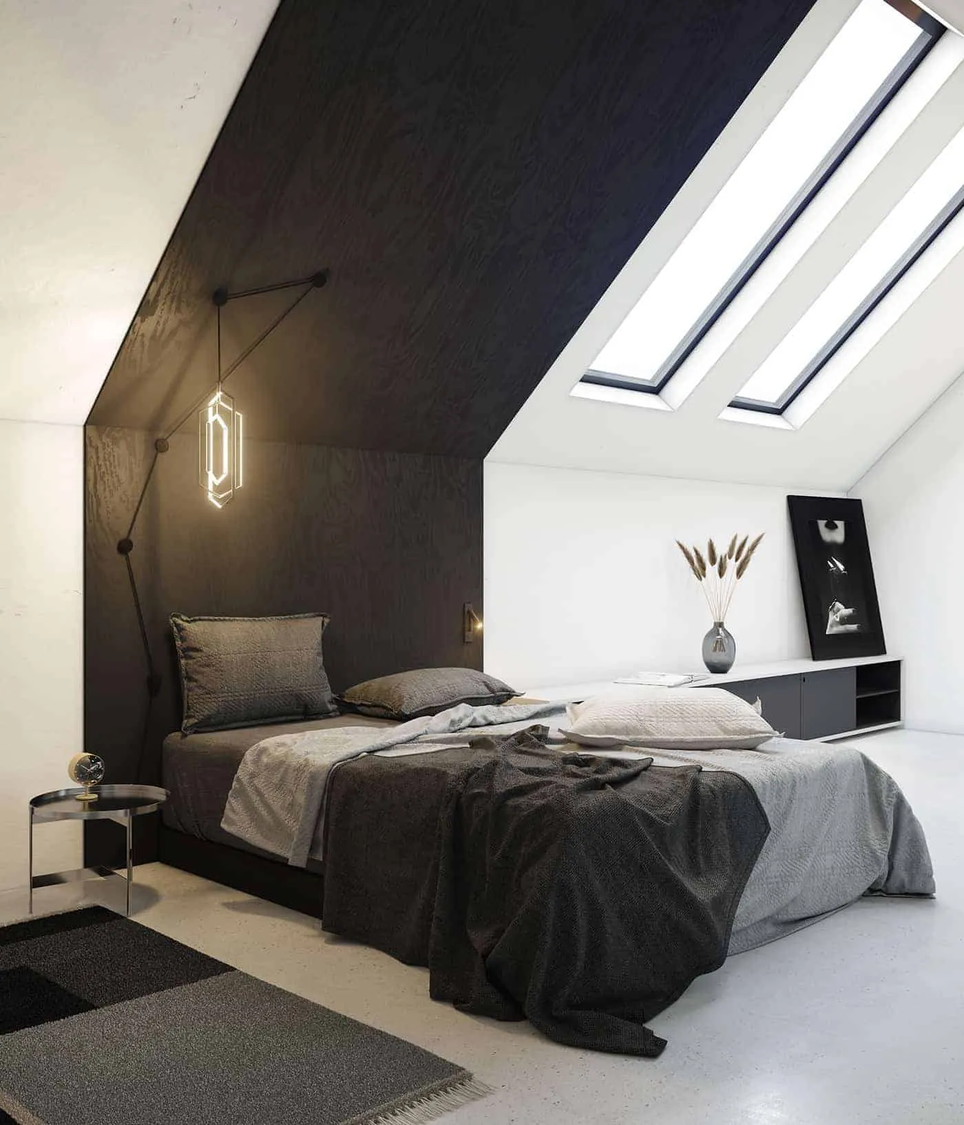 black and white bedroom decorating idea