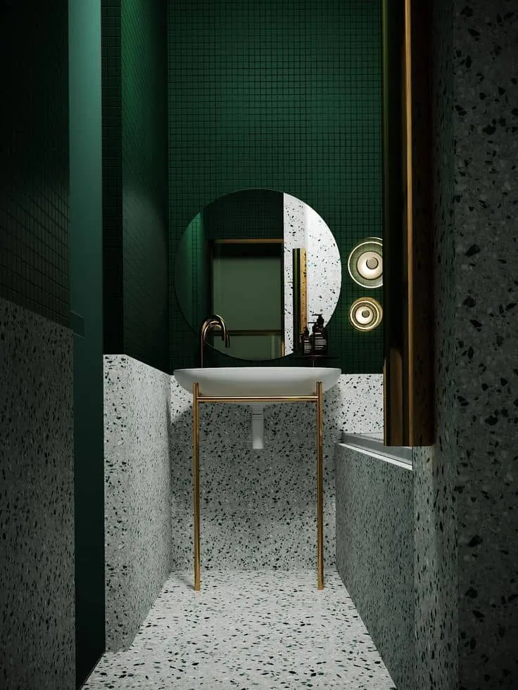 dual toned walls in a designer bathroom flooring tiles & tiling design 
