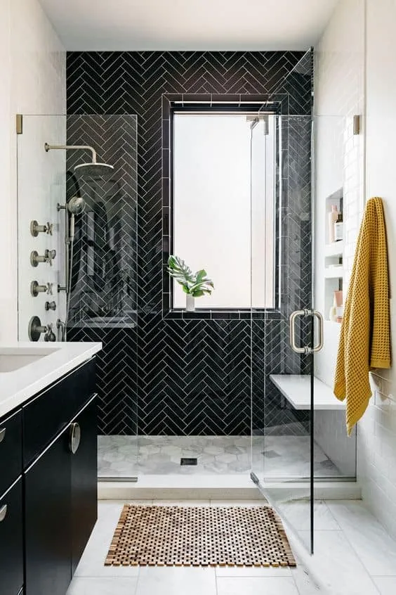 a black designer bathroom flooring tiles & tiling design 
