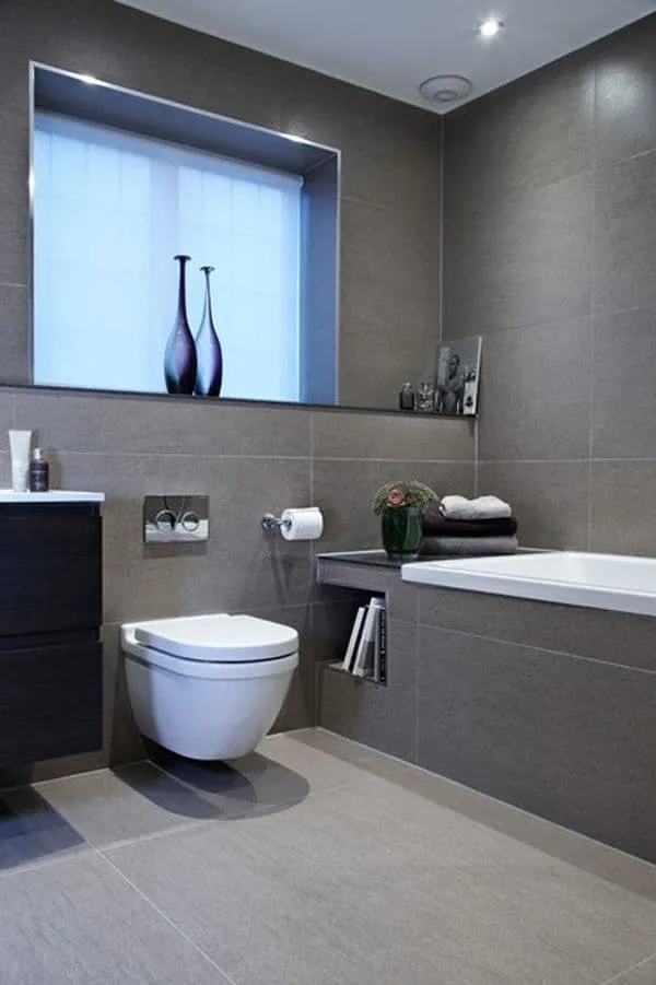 grey coloured designer bathroom tile