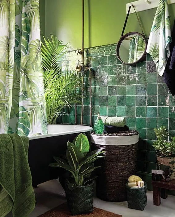 Green colour bathing room