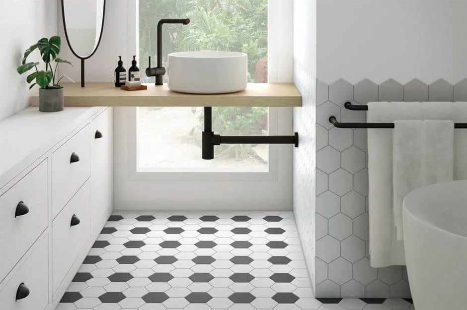 black &amp; white designer tiles for bathroom