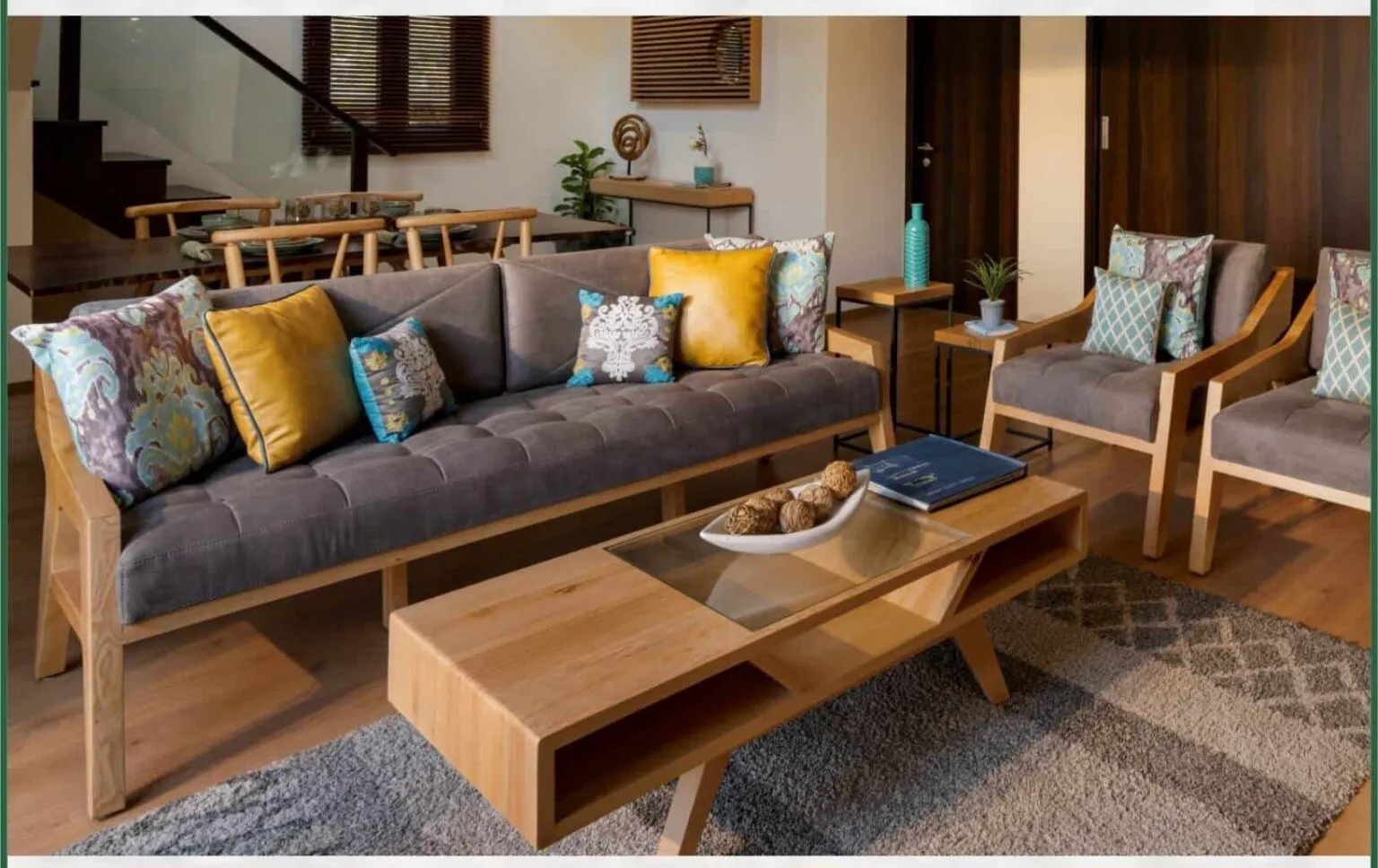wood furniture in living room