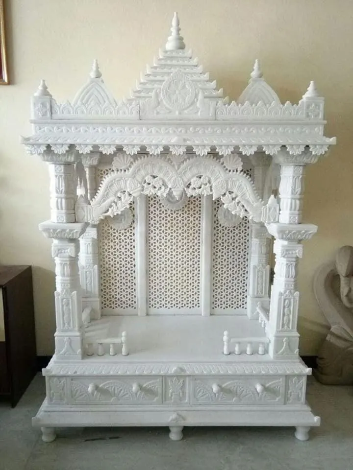 white mandir design