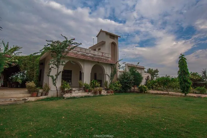 Front view of the farmhouse