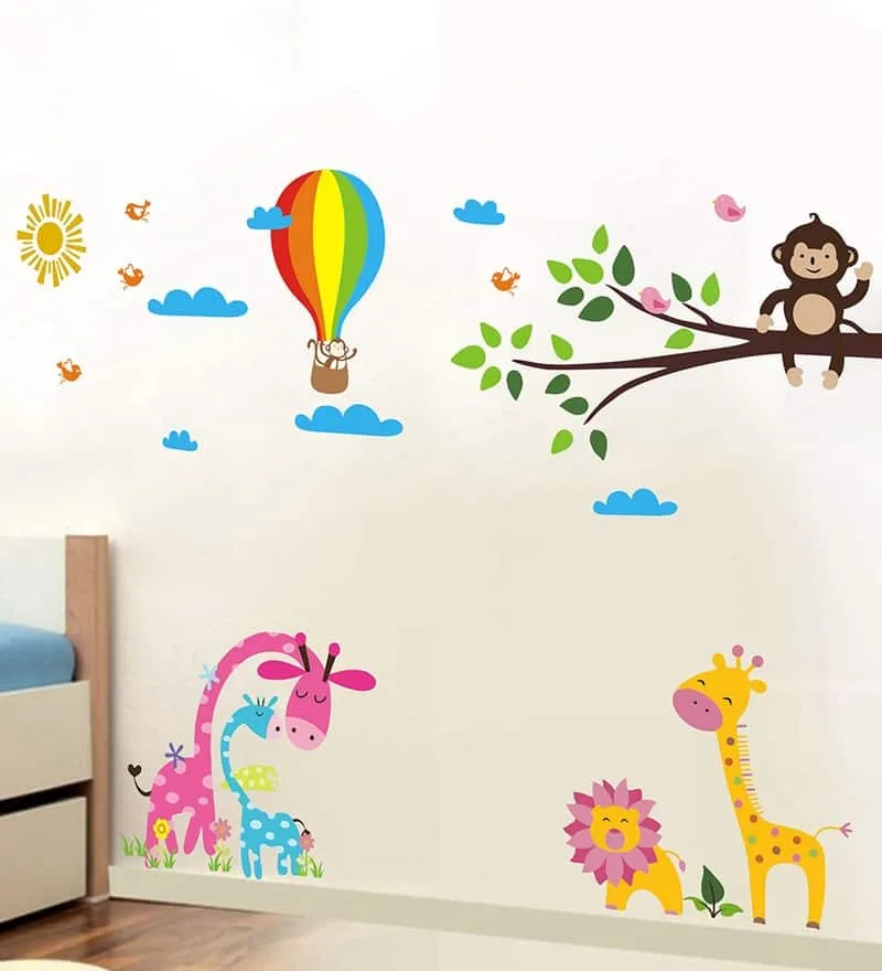 a kids room wth animal inspired decal