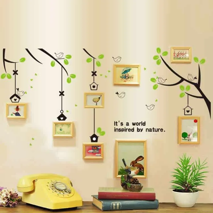 hall wall sticker with photo frames.
