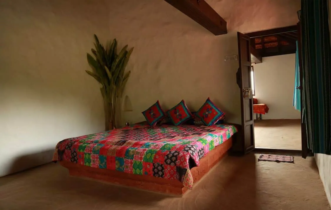 Simple bedroom interior of the farmhouse