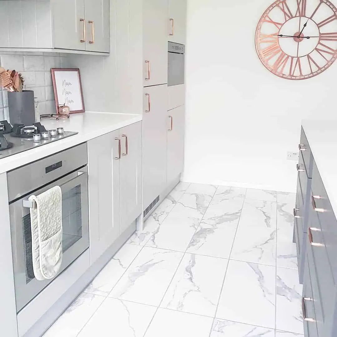 marble effect metro tiles for kitchen floors, kitchen flooring design
