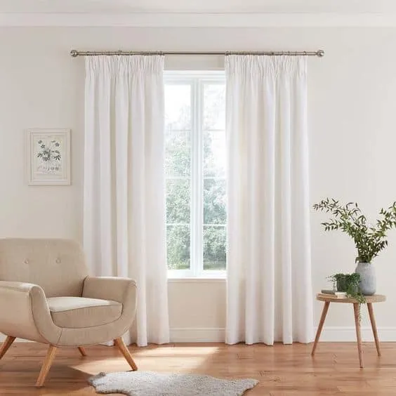 White tall window curtains for living room
