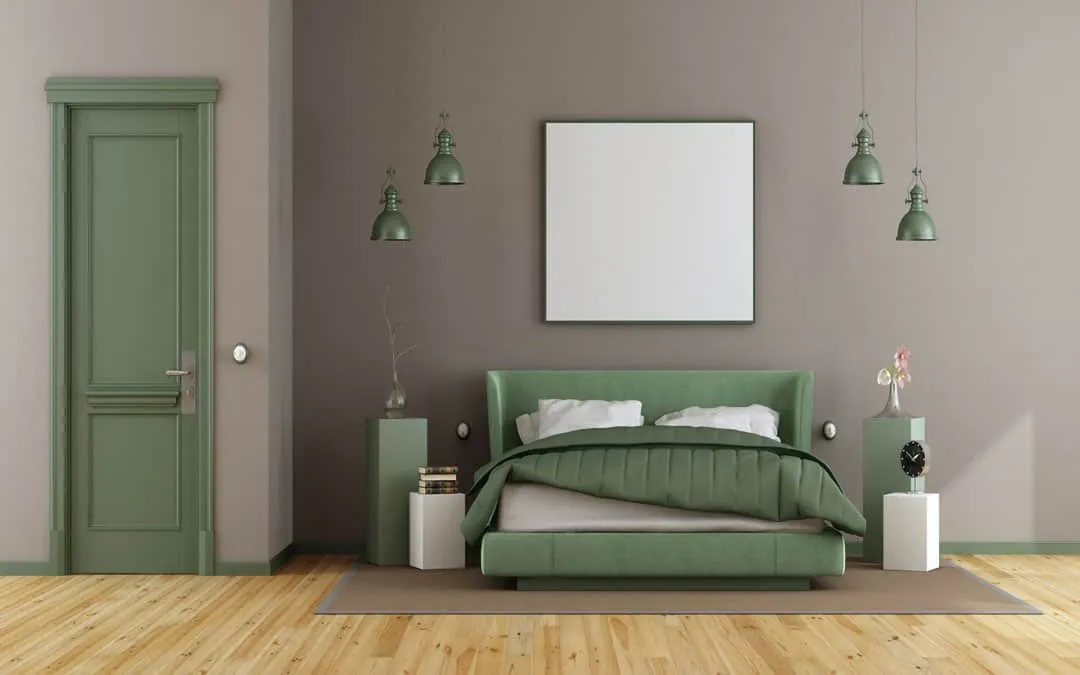 light brown and green paint colour combination for bedroom