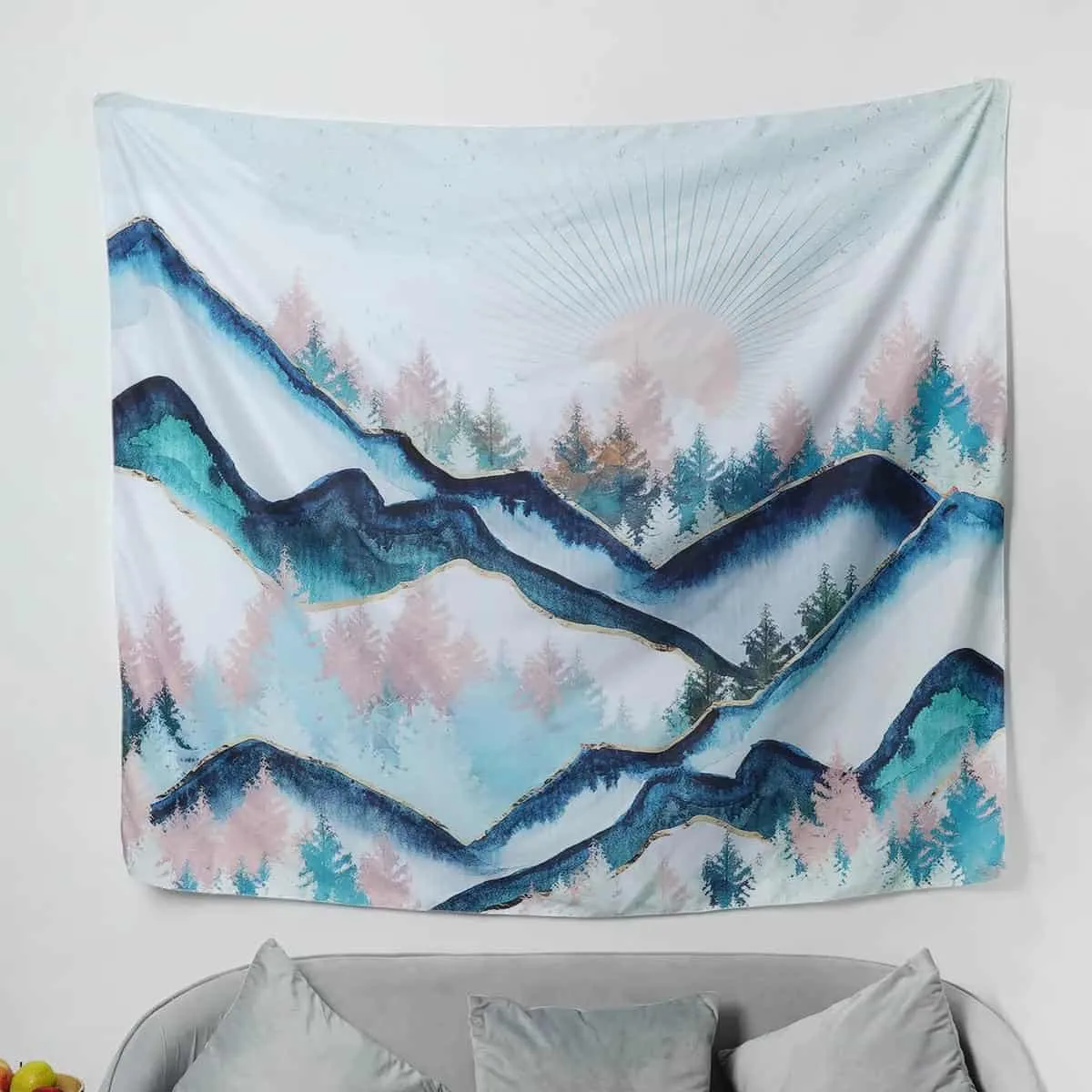 Wall tapestry with mountain print
