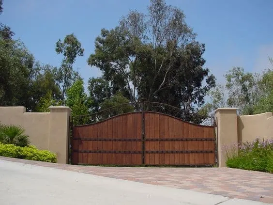  black and brown steel and wood main gate design for home 