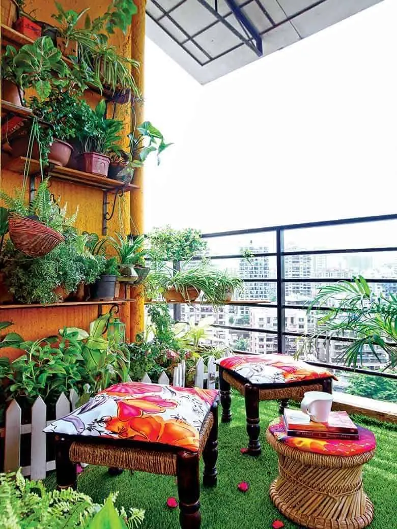 Yellow wall balcony