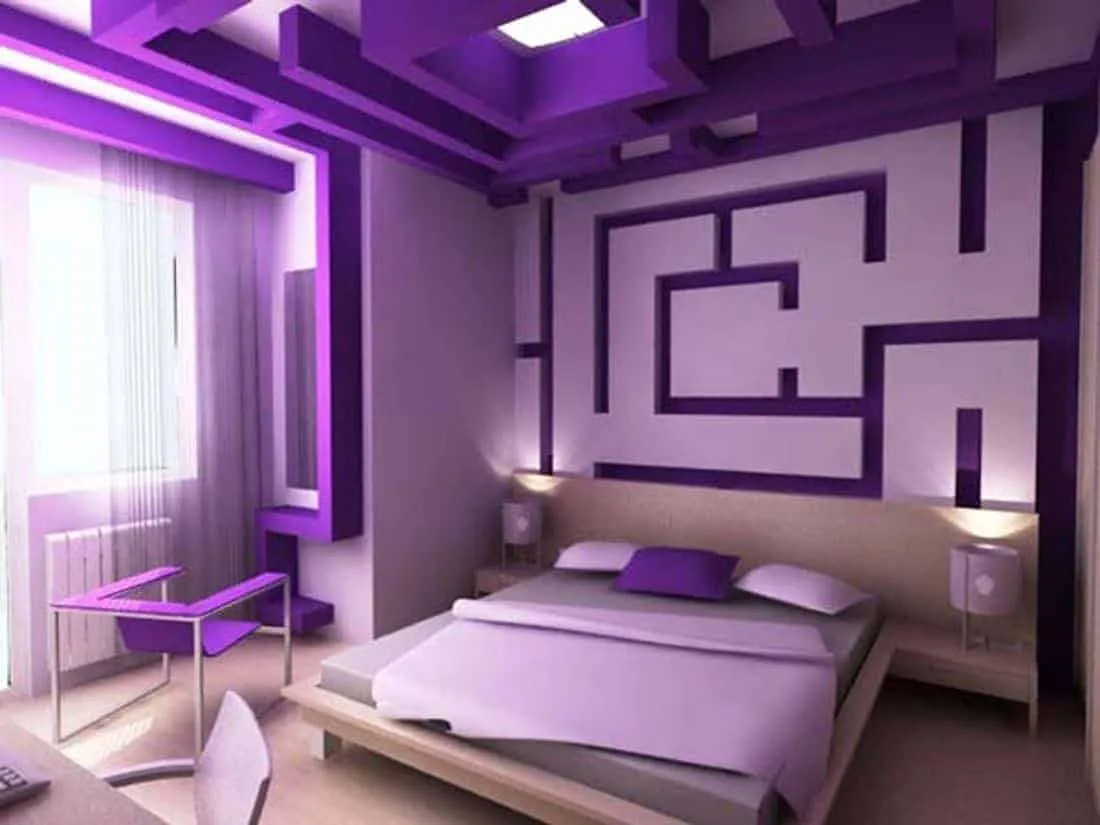 light and dark purple bedroom colour