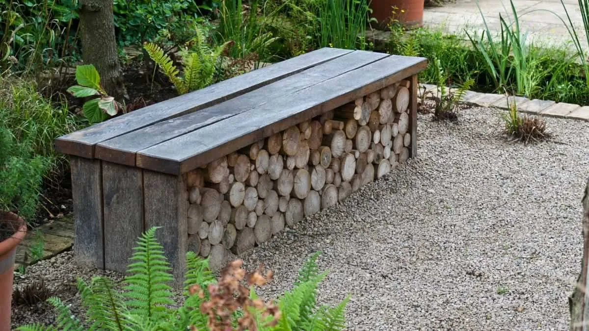 Wooden garden bench for home outdoors