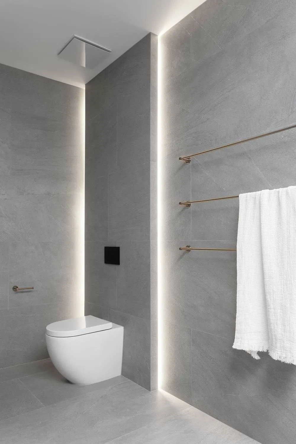 bathroom with LED strip light