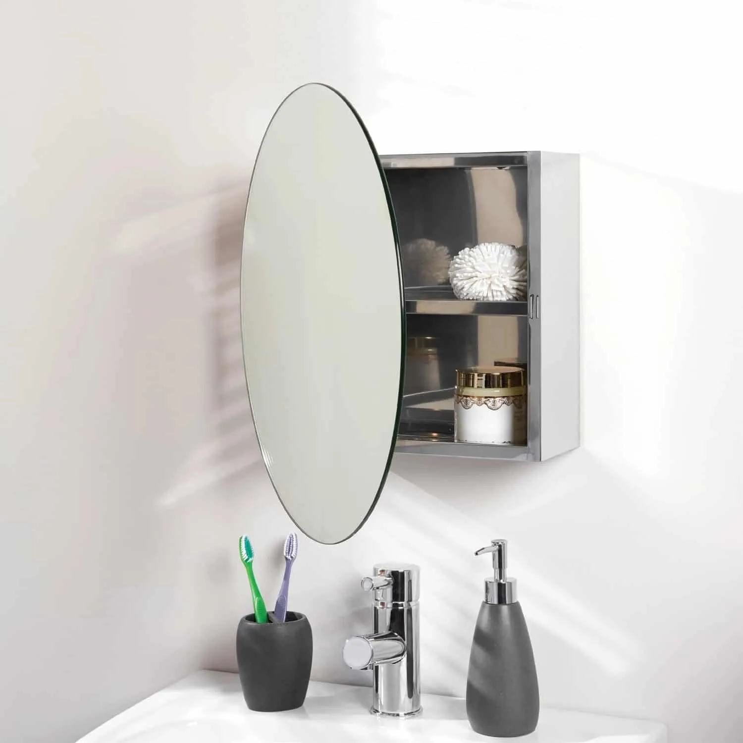 Mirror cabinet vanity oval