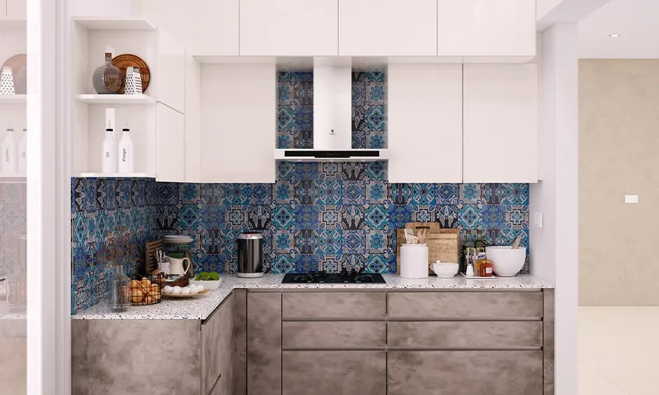 Morrocan design wall tiles for kitchen backsplash in blue mosiac