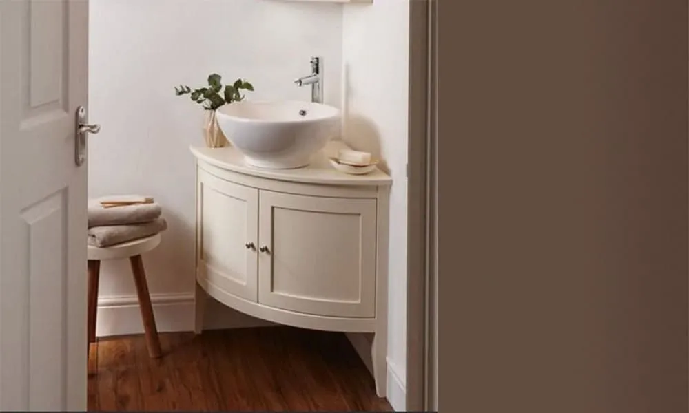 Corner vanity with bowl sink
