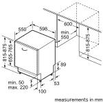 fully integrated dishwasher measurements