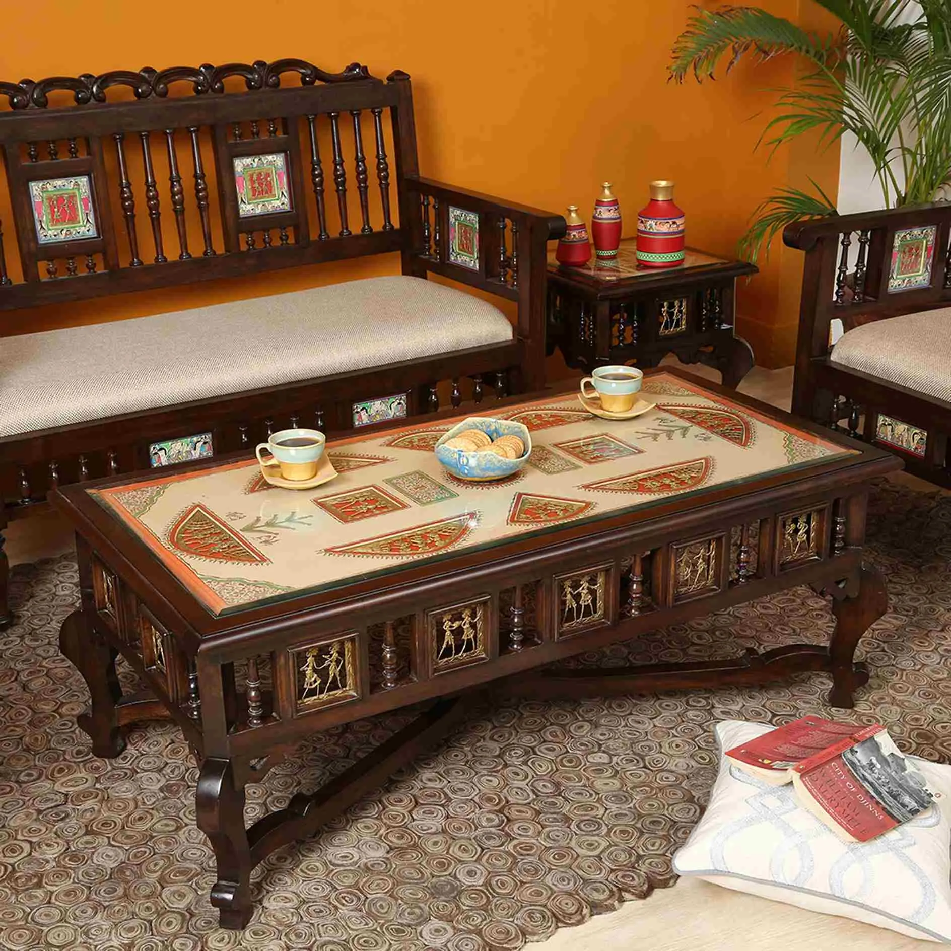 Classsic wooden centre table with patterns