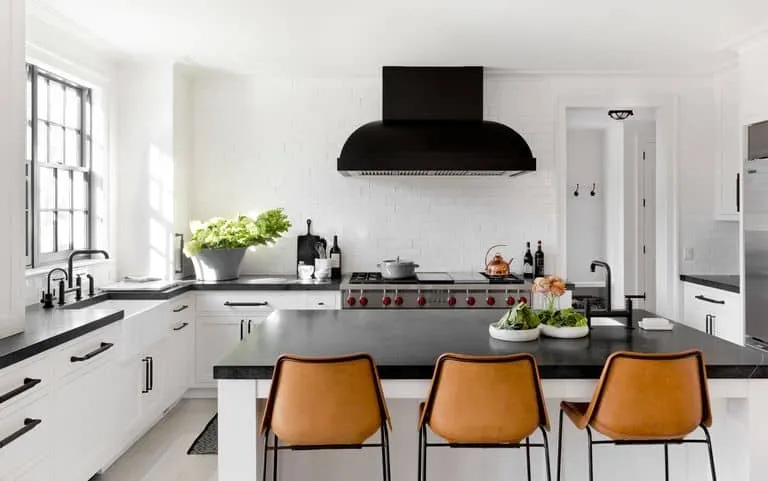 A kitchen space with less crowed walls.