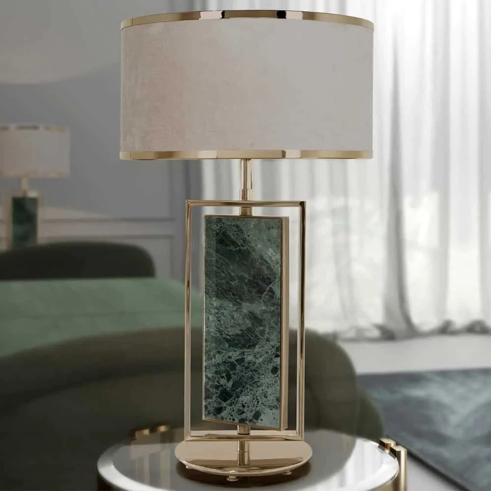 Marble table lamps in green and white