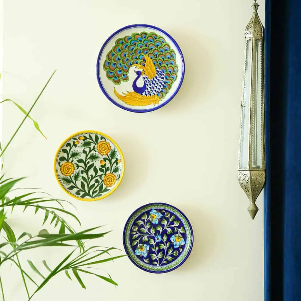 A beautiful painting on crockery, inspired from Jaipur blue pottery.