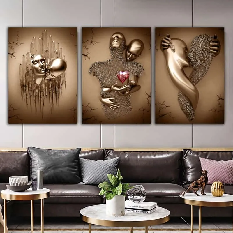 An exquisite artwork hanged in a living room.