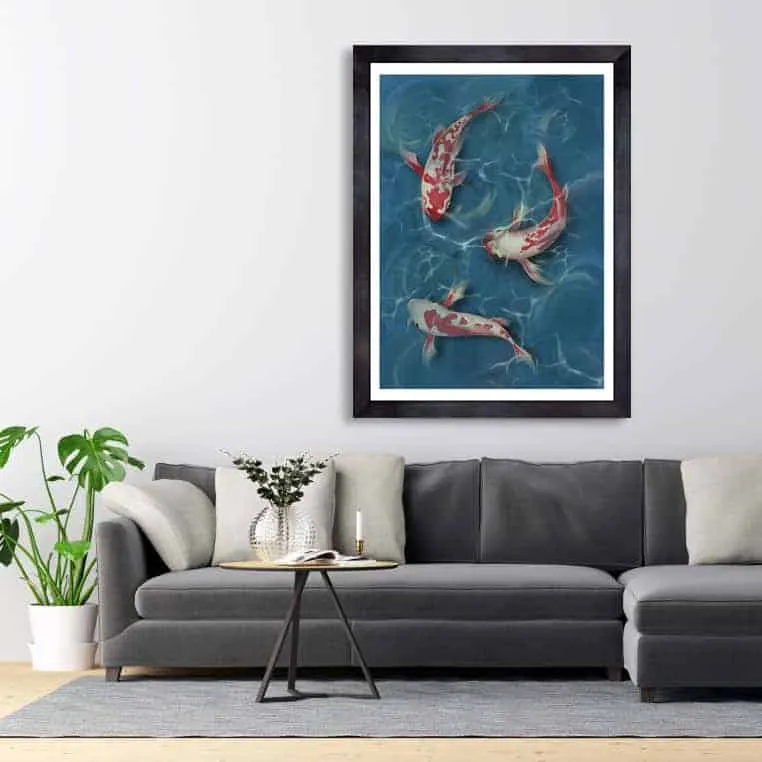 A beautiful artwork hanged in a living room.