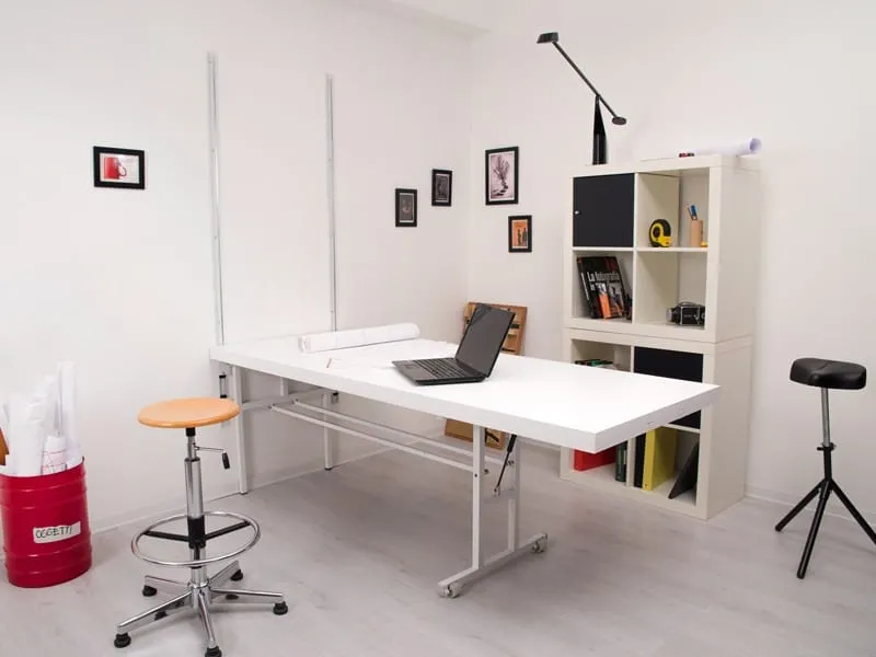 stunning white foldable desk in a workspace