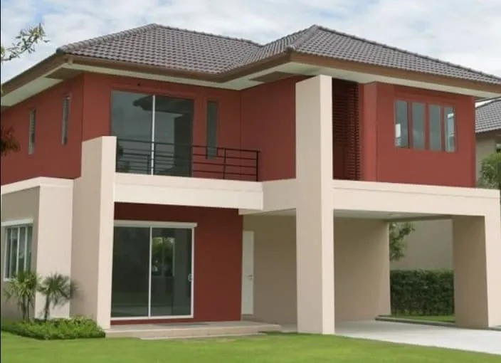 maroon brown and white modern house