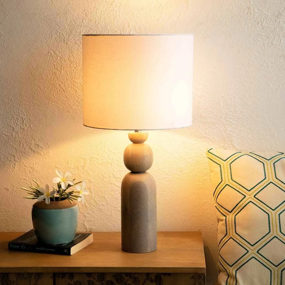 white bedroom LED table lamp with a potted plant online