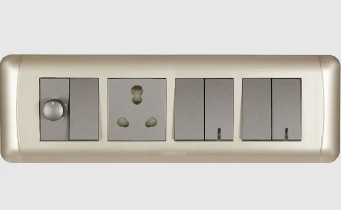 metallic plate with grey switches