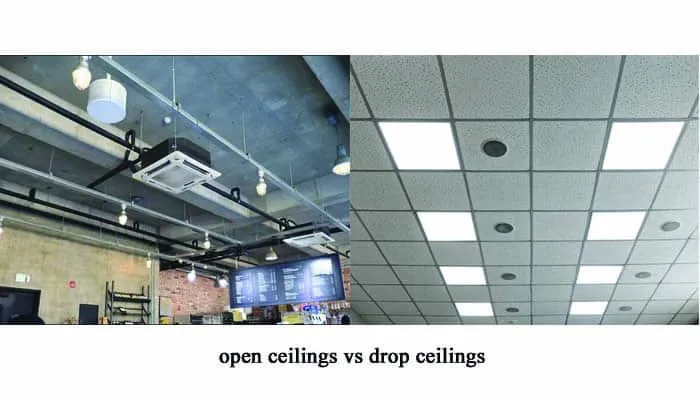 difference between open ceiling vs drop ceiling
