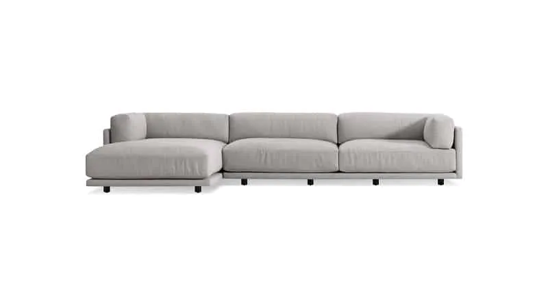 couch with chaise lounger in light grey