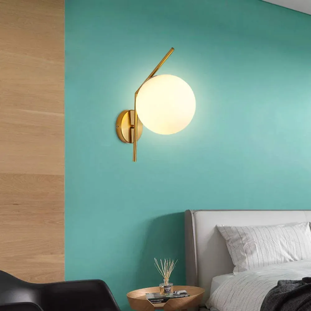 round class mounted light fixtures, with brass metal and bulb included, bedroom, cushions
