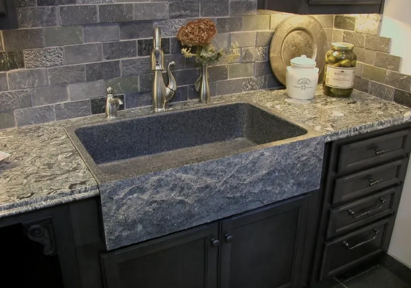 black granite stone sink