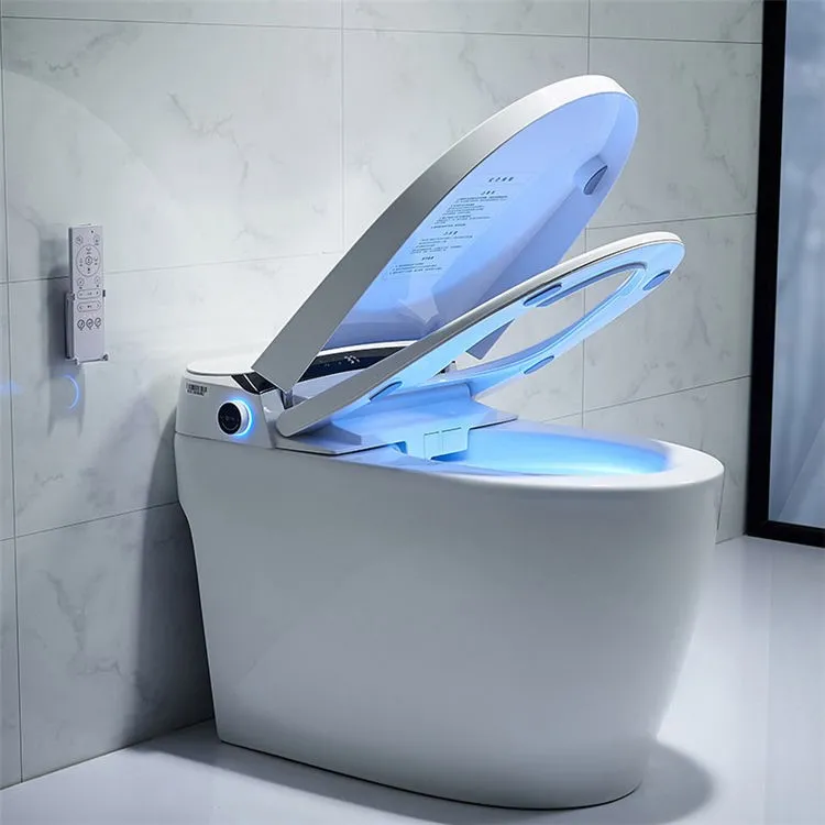 smart automatic toilet in a white bathroom